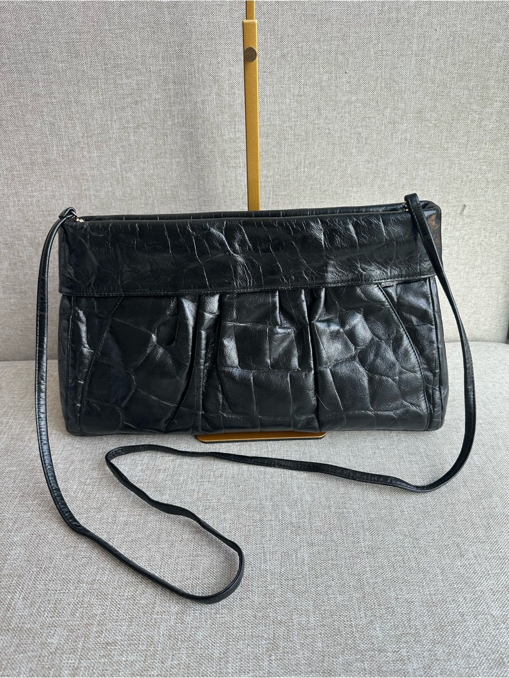 Vintage Susan Gail Black Leather Clutch Purse